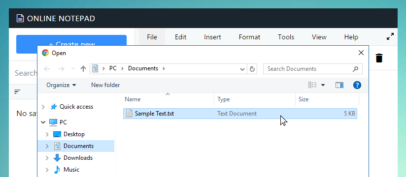 Open file dialog in Nuafainfo